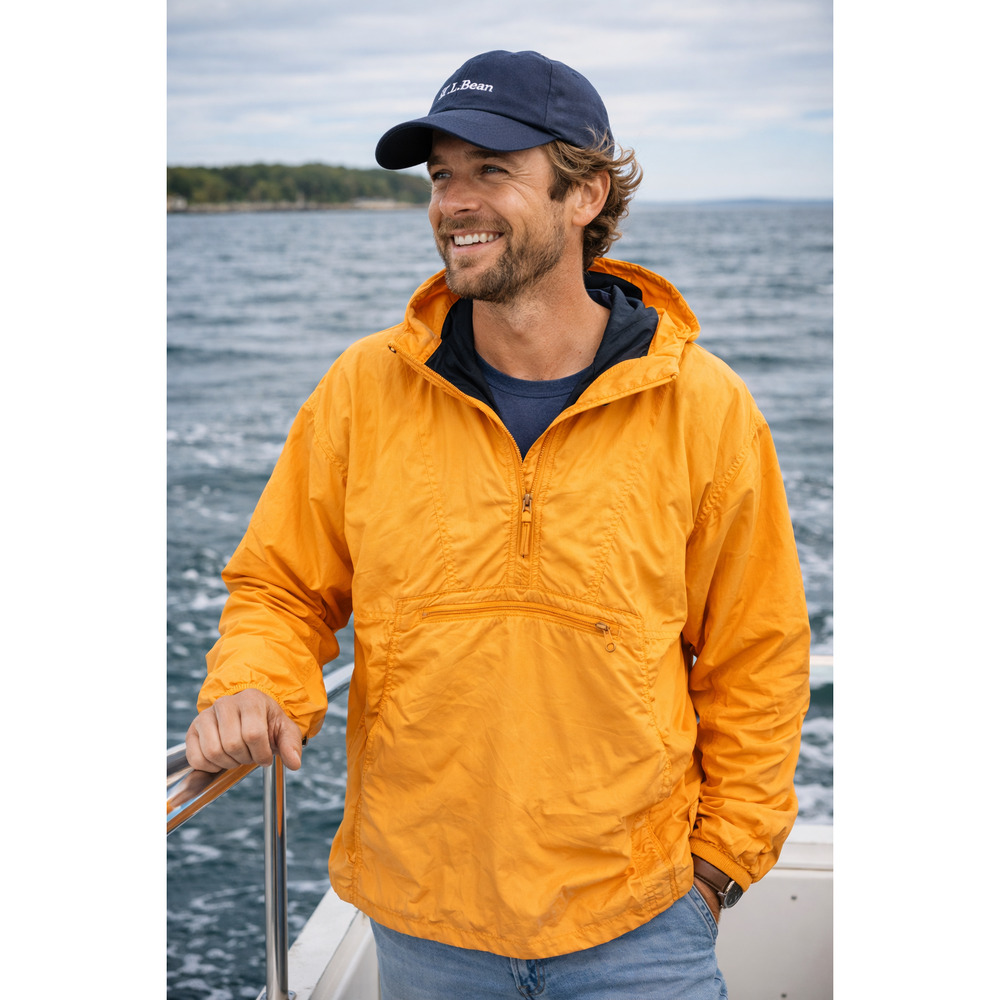 L.L. Bean Neon Orange Vtg 90s Hooded Anorak Quilted Jacket Oversized Size M